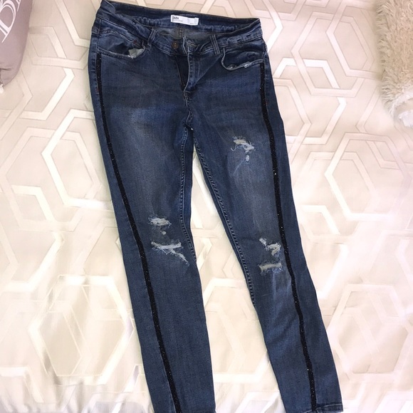 zara beaded jeans